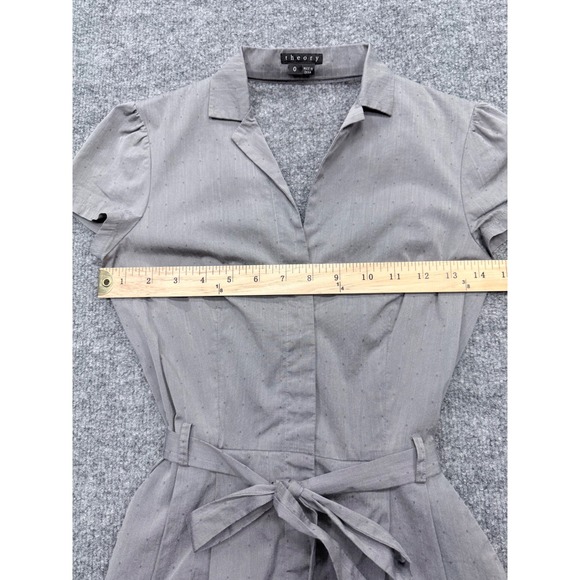 Theory Womens Grey Short Sleeve Back Cutout Tie Waist Shirtdress Size 0 - Picture 4 of 7